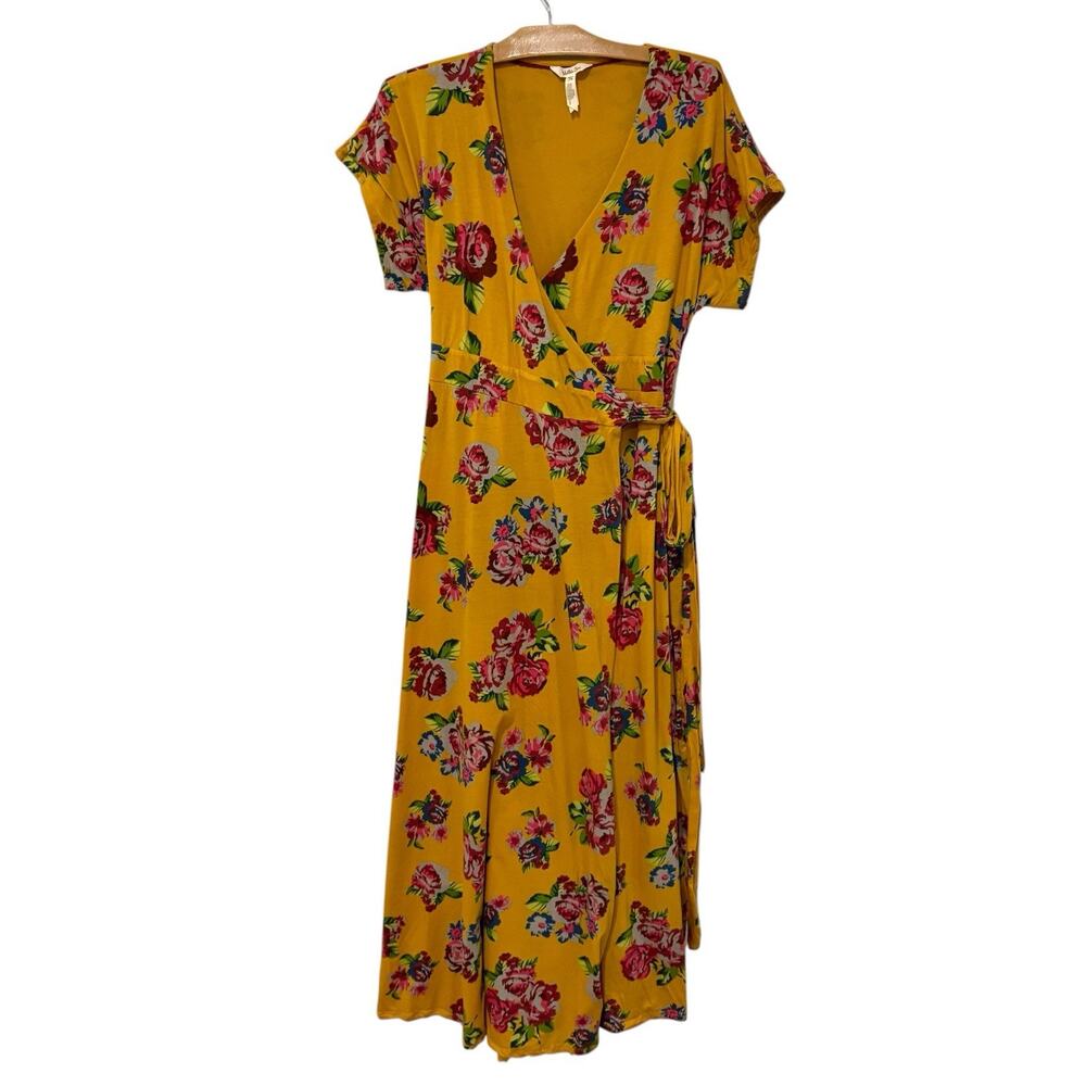 Matilda Jane | Alana Jersey Knit Floral Maxi Wrap Dress Mustard- Medium